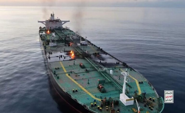 Houthis from Yemen are Thought to have Fired Missiles at a Container Ship While an Oil Tanker Burned