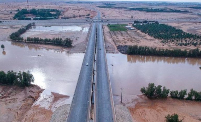 Heavy Rains Transform Dry Ancient Pond in Northern Saudi Arabia