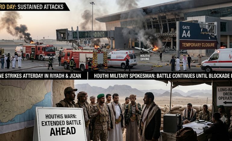 Iran-backed Houthis strike Saudi airports for third day as they warn of an extended battle
